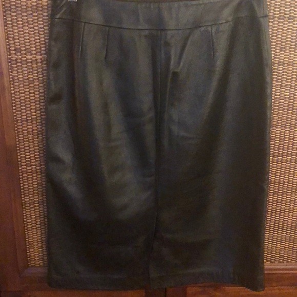 COPY - Kasper Dark Brown Leather Skirt - Picture 3 of 5
